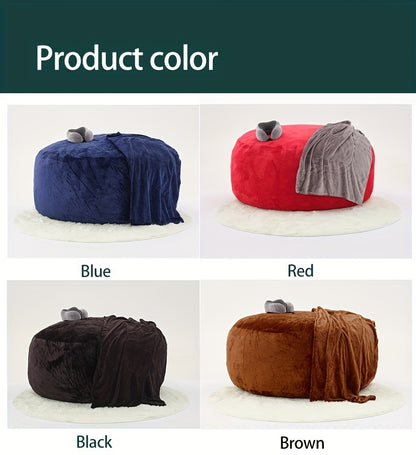 Beanbag Sofa Chair Set, Contains Bean Bag Chair, U-Shape Pillow, Blanket, And 6FT Carpet. Large Round Soft Removable Machine Washable Beanbag Sofa, with Filling, 50 Lb Memory Sponge Filled Living Room Bedroom Gamingroom Sofa Bed Relaxation