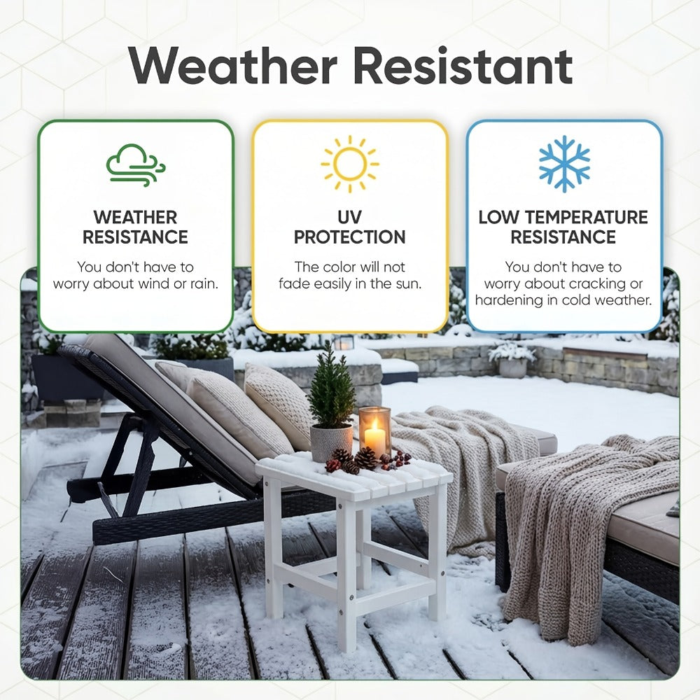 HDPE Poly Lumber Adirondack Side Table Weatherproof Outdoor Patio Accent End Table – UV Resistant Fade-Free Heavy Duty Small Table for Poolside Garden Porch Deck, 5 Colors, Free US Shipping