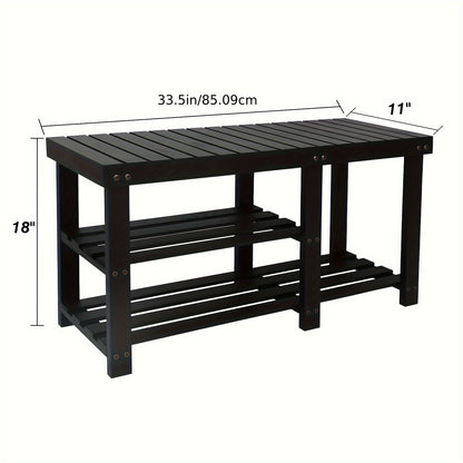 Shoe Rack Bench, 3-Tier Wood Shoe Bench With Boot Organizer, Free Standing Shoe Racks Bench, Storage Shoe Shelf For Entryway Hallway Bedroom, Balcony