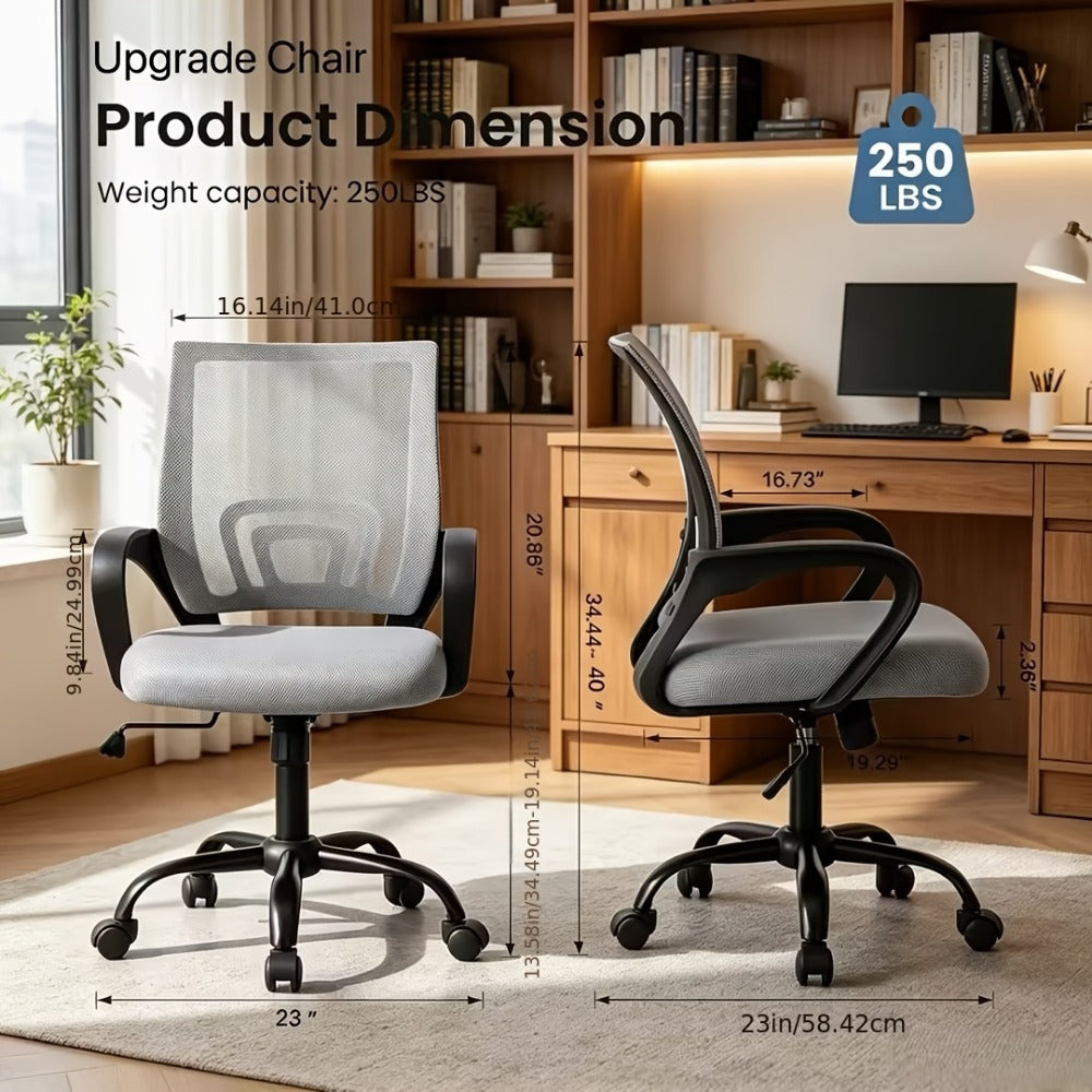 Office Chair with Lumbar Support & Rocking Mode – Height Adjustable Fixed Armrest Swivel Desk Chair for Computer, Gaming, Conference & Meeting Room, 7 Colors, Single or Pair