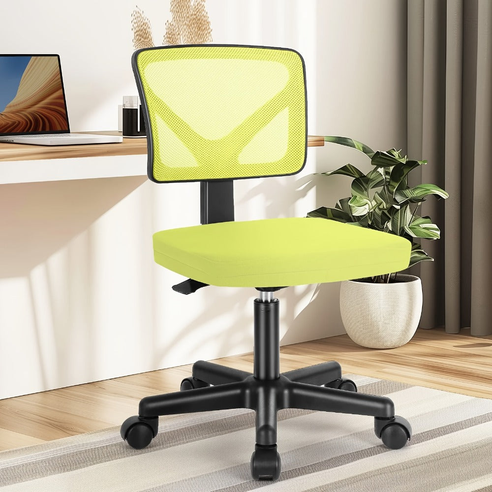 Low Back Mesh Armless Office Chair with Lumbar Support – Swivel Rolling Computer Chair for Home Office, Gaming & Study, Youth, Students & Adults, Black, Pink, Gray, Orange, Yellow