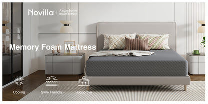 Novilla 6/8/10/12 Inch Gel Memory Foam Mattress with Thermally Balanced Foam Core for Cool Night Sleep, Medium Firm, Mattress In A Box