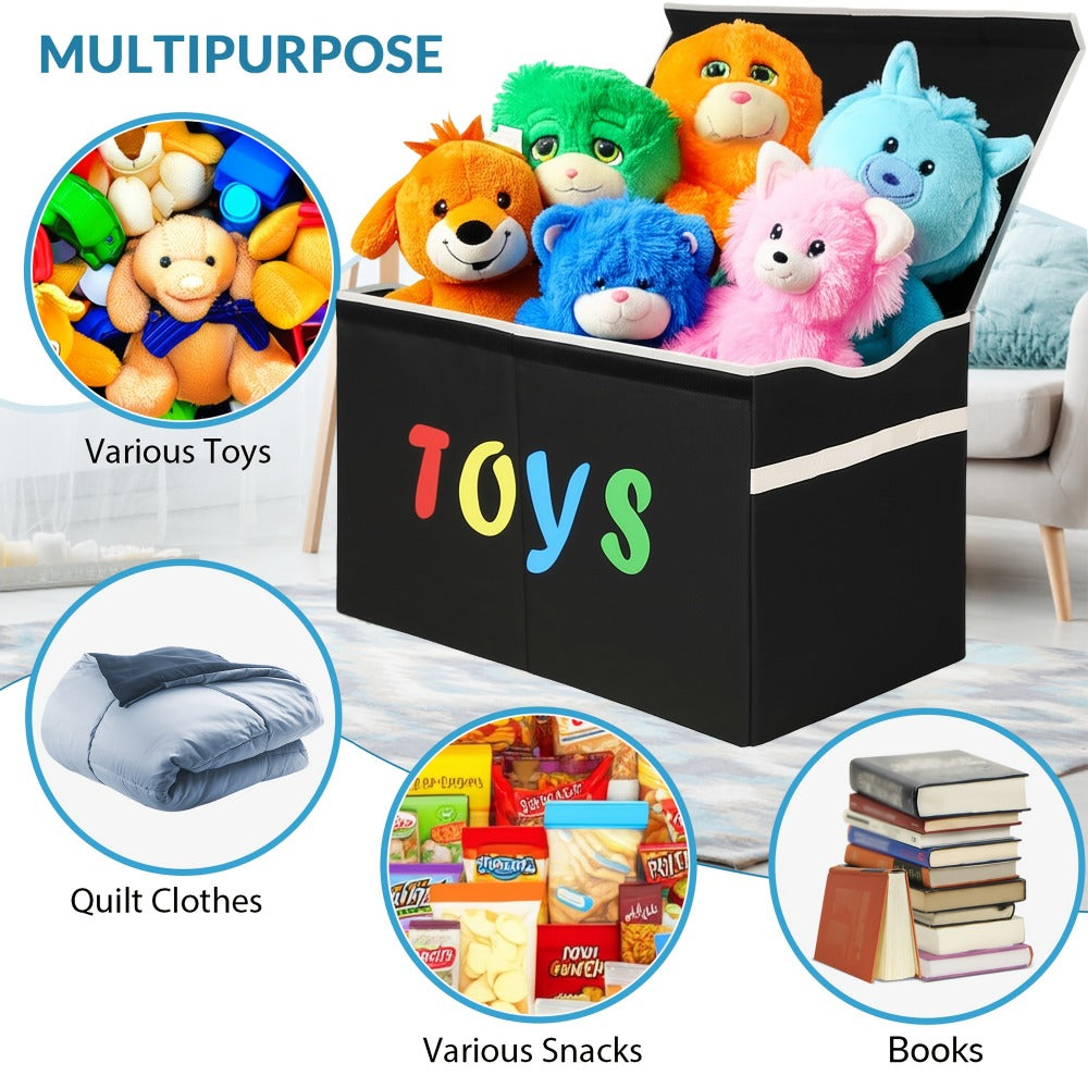 Extra Large Box, Collapsible Sturdy Kids Chest for Boys, Girls, Kids, Storage Organizer Storage Bins with Lids, Box Basket for Living Room, Bedroom, Nursery