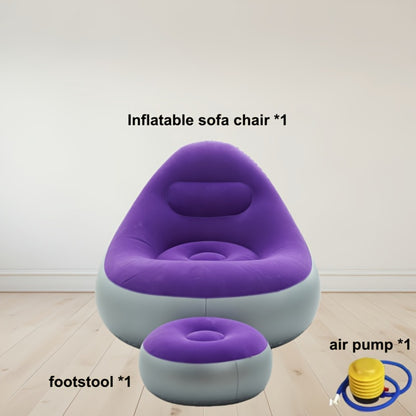Inflatable Sofa Set with Footstool & Foot Pump Included - Foldable Air Lounge Chair for Indoor Outdoor Camping Patio & Bedroom | Heavy Duty PVC Lazy Couch for Adults | Purple Red Brown
