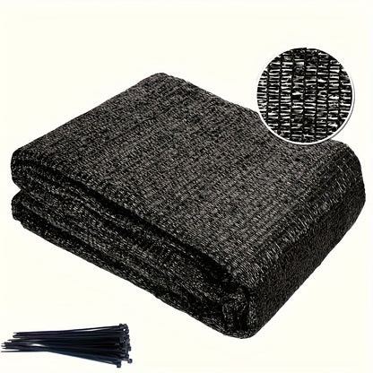 [UV Block Shade Net] UV Block Shade Net 40%-50% UV Block Black Olefin Fabric Shade Net - Heat Reduction Mesh for Plant Protection, Greenhouse Cover with 25 Tie Strips - 1pc