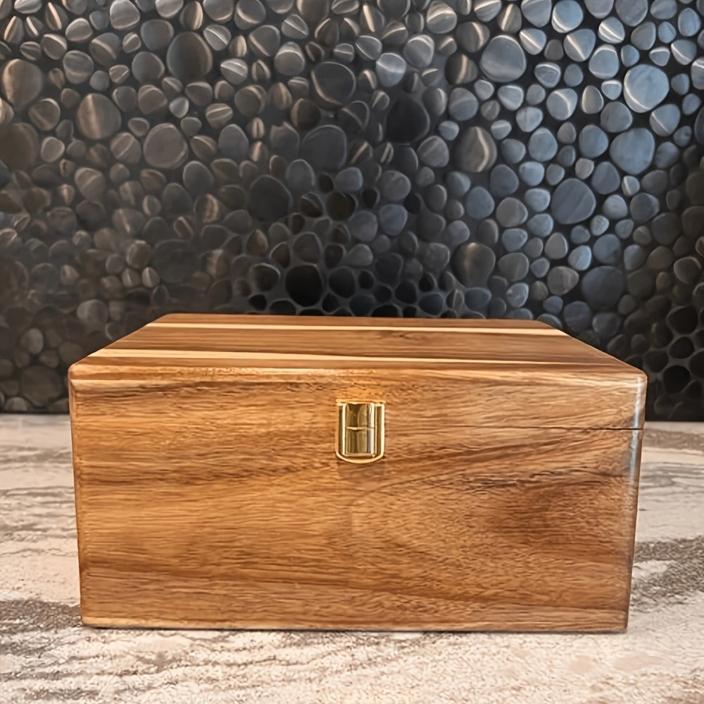 Acacia Wood Keepsake Box with Hinged Lid & Latch | 10.6x7x4" Memory Storage Box for Photos, Jewelry, Collectibles | Decorative Wooden Gift Box for Birthdays, Weddings, Christmas