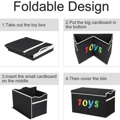 Extra Large Box, Collapsible Sturdy Kids Chest for Boys, Girls, Kids, Storage Organizer Storage Bins with Lids, Box Basket for Living Room, Bedroom, Nursery