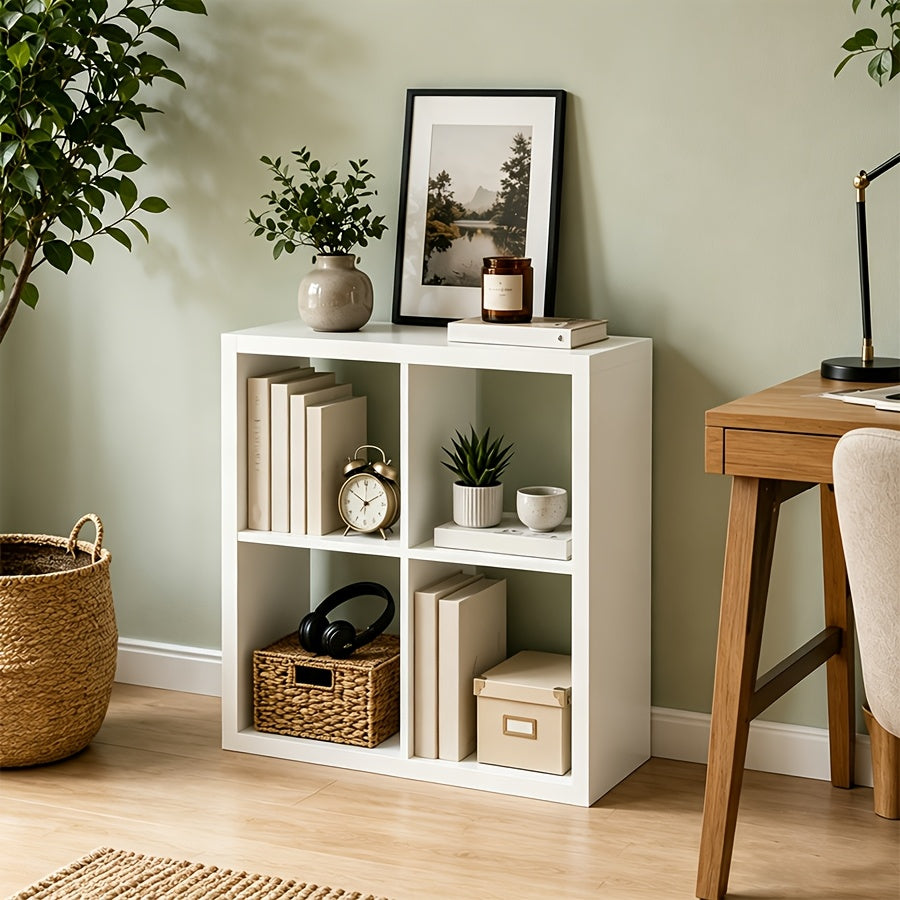 Cube Storage Bookshelf 2 3 4 6 8 9 Cube Open Display Cabinet Thick Frame Floor Standing Bookcase with Anti-Tip Kit for Living Room Bedroom Study, 4 Colors
