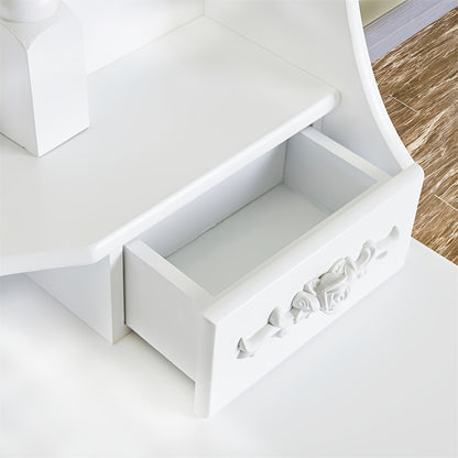 [360 Degree Rotating] Modern Simple 4 Drawers 360 Degree Rotating Detachable Mirror Dressing Table