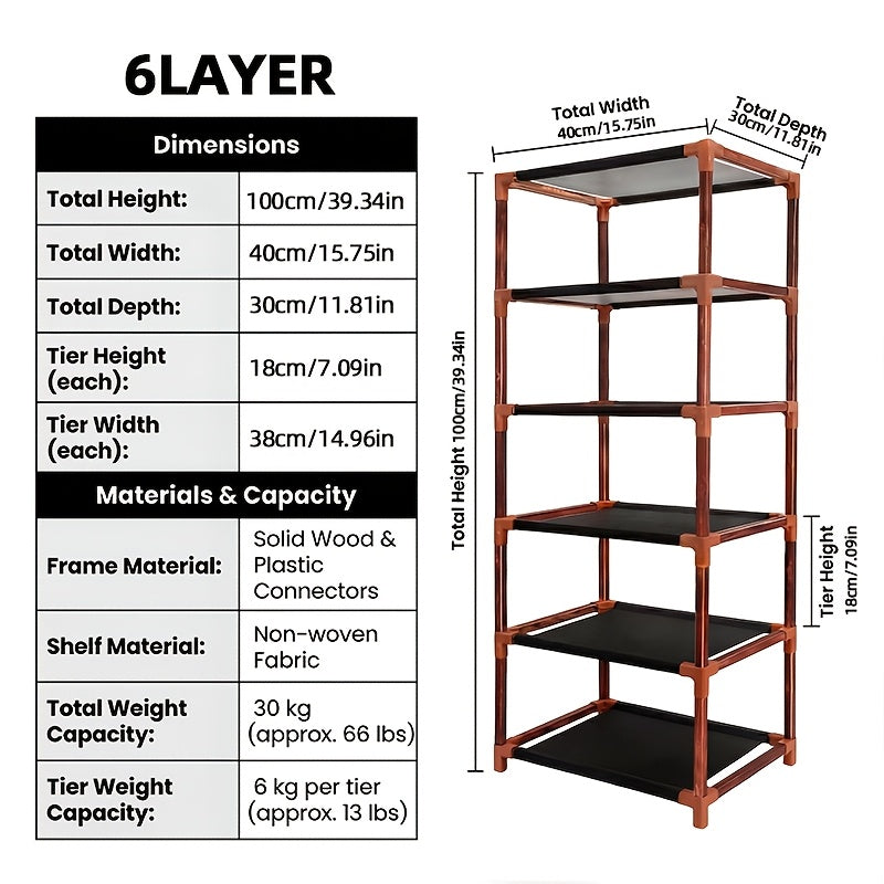 Bamboo Shoe Rack Foldable 2/6/7 Tier Entryway Organizer 20-Second Setup, Space-Saving Eco-Friendly Shoe Shelf for Hallway Closet Bedroom, Natural Charcoal No Tools Required