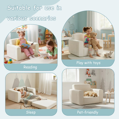 Tiita Kids' Convertible Couch, Sofa Bed Chairs, 2-In-1 Plush Chair for Children, Folding Sofas That Transform Into Loungers, Cozy Armrest Chair Bed Sofa for Boys Or Girls