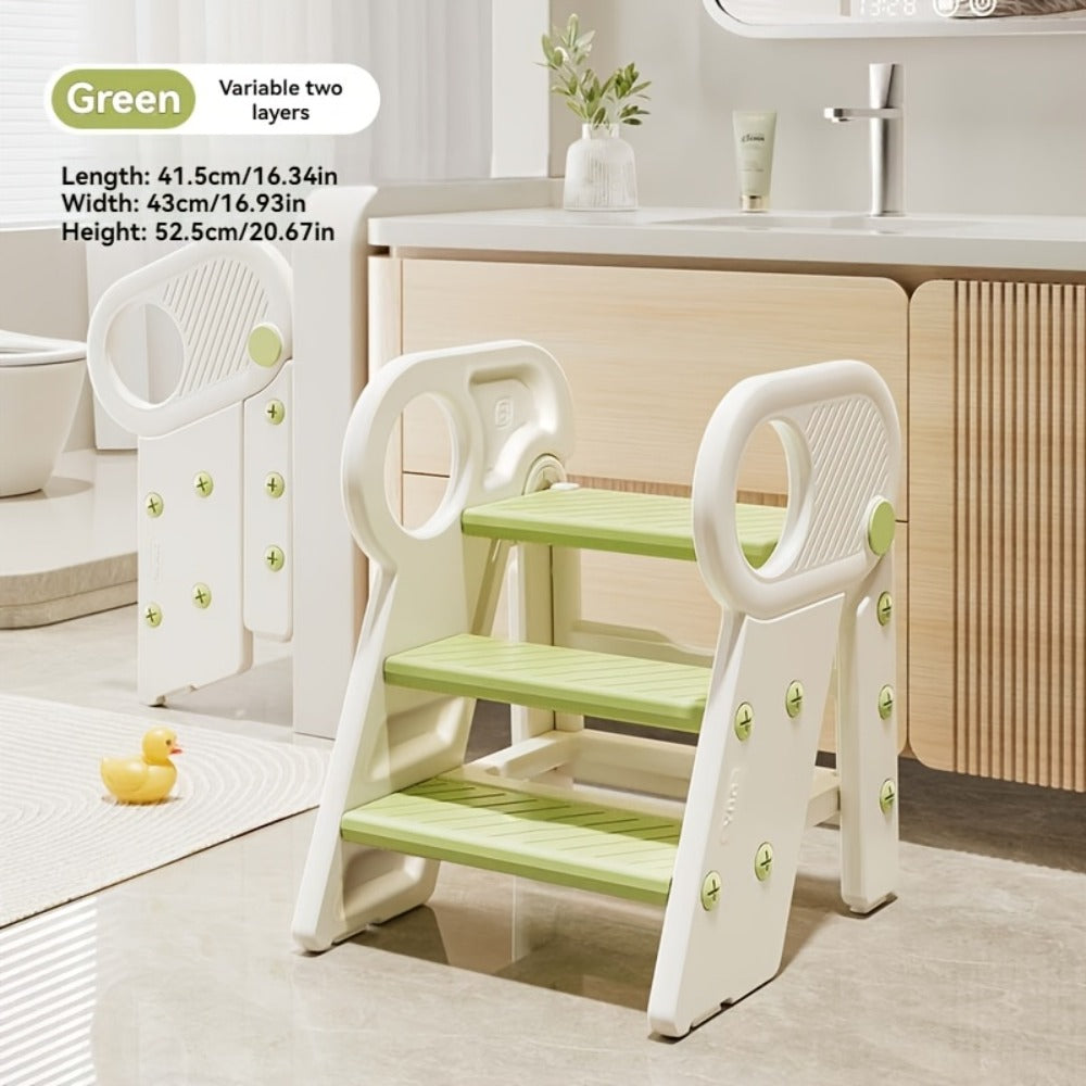 Kids Step Stool for Bathroom Sink Kitchen Counter, Adjustable 3 Step Stool for Toddler Toilet Potty Training Toilet Stool with Handles, Non-Slip Kids Step Ladder Learning Helper Tower
