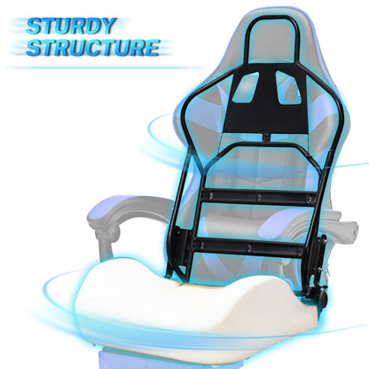 Beczeeb Swivel Gaming Chair with Footrest High Back Office Chair with Headrest&Massage Lumbar Support Swivel Ergonomic Gaming Chair for Adults