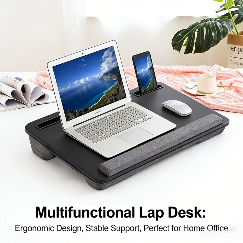 Portable Laptop Bed Table Lap Desk with Tablet Slot Card Holder Multifunctional Tray for Bed Sofa Floor Dining Reading Writing Ergonomic Movable Home Office Desk