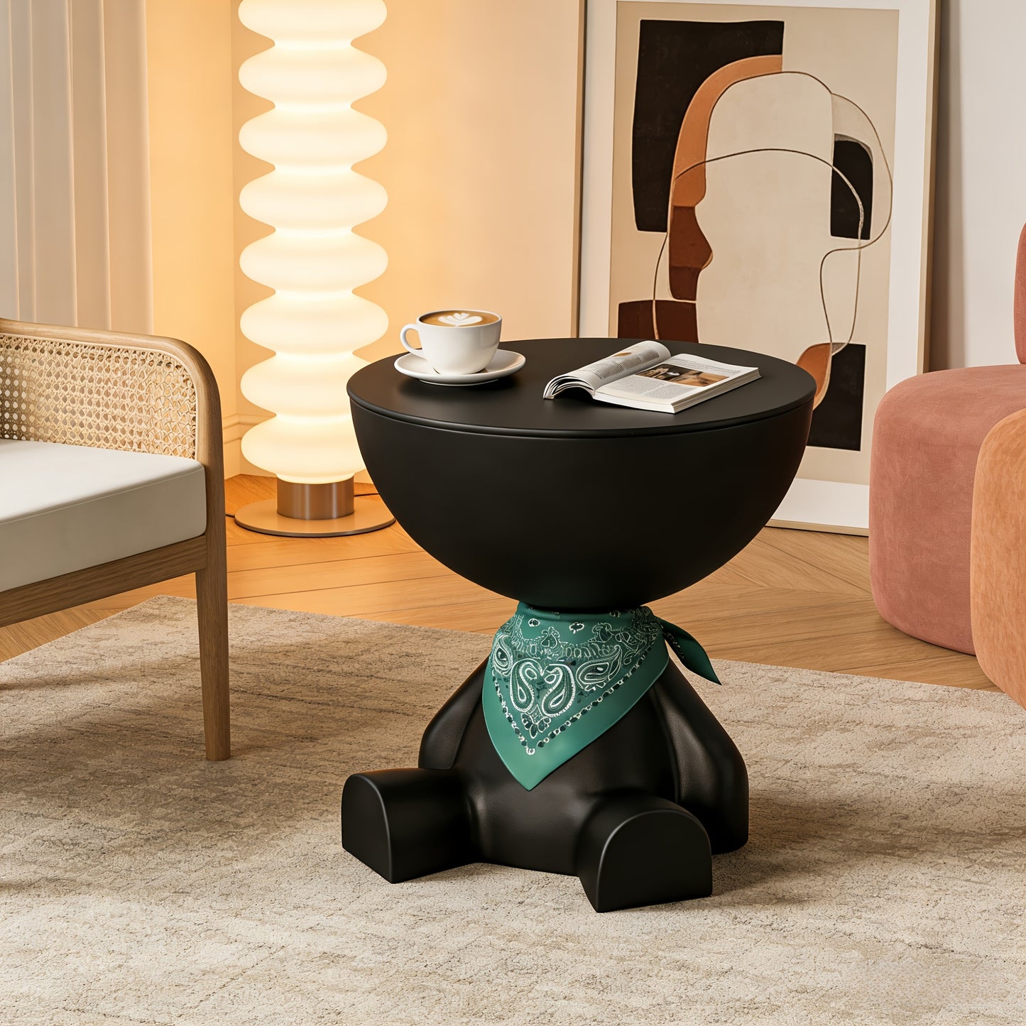 Round End Table with Hidden Storage – Cute Novelty Side Table & Nightstand for Small Spaces | Compact Plastic Accent Table for Living Room, Bedroom & Dorm | Stylish Gift for Home Lovers