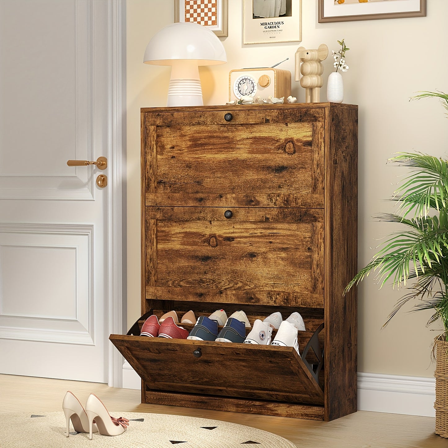 Shoe Organizer with 2/3/4 Flip Drawer, Shoe Rack for Entry, Hallway, Living Room, Bedroom