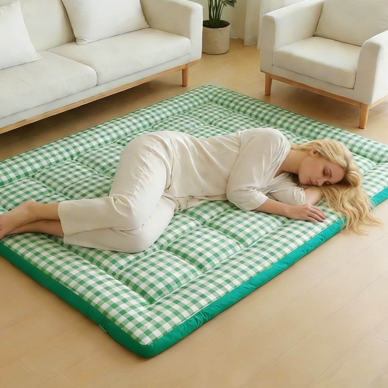 Japanese Plush Roll-Up Mattress Topper - Suitable for Bed, Sofa Bed, Dorm & Home, Machine Washable Soft Mattress Topper, Foldable And Portable Sleeping Pad, for Valentine'S Day And New Year Gifts
