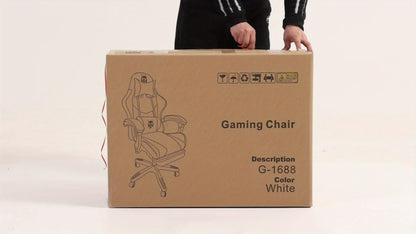 Gaming Chair with Footrest and Lumbar Support – Ergonomic Computer Chair with Swivel Seat, Adjustable Height, Headrest & Reclining Backrest for Home Office