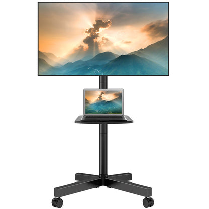 5Rcom Mobile Rolling TV Cart with Locking Wheels for 23-60 LCD LED Flat Screen/Curved Screen TVs with Max VESA 400x400mm, Adjustable Rolling Portable Floor Stand TV Trolley Holds up to 88lbs