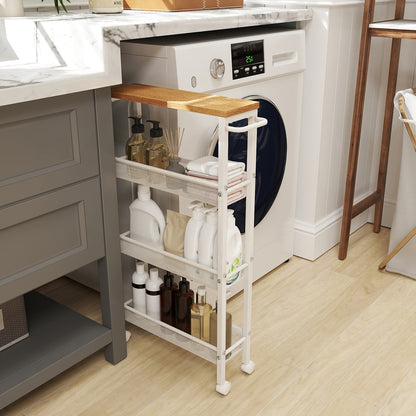 4-Tier Metal Kitchen Shelf With 360° Swivel Wheels,29.99"H x15.99"W x 4.99"D,Space-Saving, Ideal For Spices, Bottles, Snacks - Suitable For Kitchen, Living Room, Bedroom