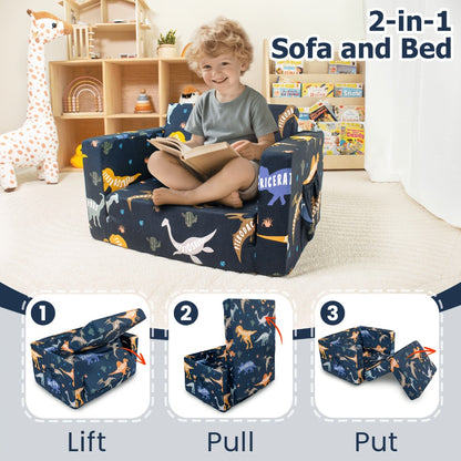 2-In-1 Kids Sofa, Fold-Out Soft Chair for Boys And Girls, Convertible Couch to Lounger, Ideal for Reading, Playing, And Living Room Decor