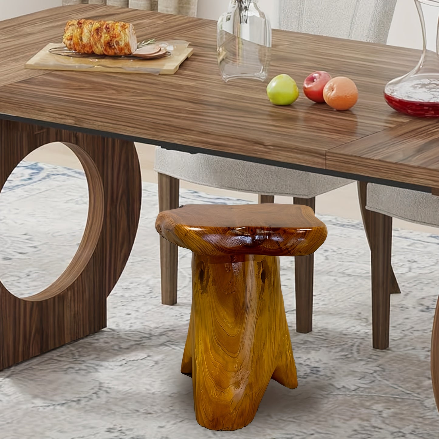 [Cedar Wood Stool] Organizedlife 1pc Natural Edge Cedar Wood Tree Stump Garden Stool End Table Indoor/Outdoor, Small Wooden Mushroom Side Table for Restaurant