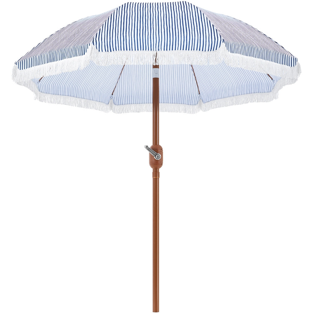 Costoffs 7.5ft/9ft Golf Umbrella with Tassels, Fringe Portable Beach Umbrella, Umbrella Outdoor Patio with Crank Operating Mechanism, Tilting Aluminum Pole, Fiberglass Ribs For Garden, Pool