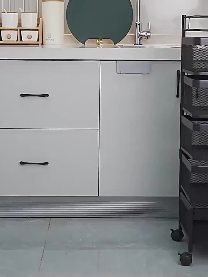 Rotating Kitchen Storage Shelf 5 Tier, Metal Fruit Vegetable Storage Basket Multi-Layer Vegetable Rack Storage Trolley on Wheels, Floor-Standing Basket for Kitchen Bathroom, Square