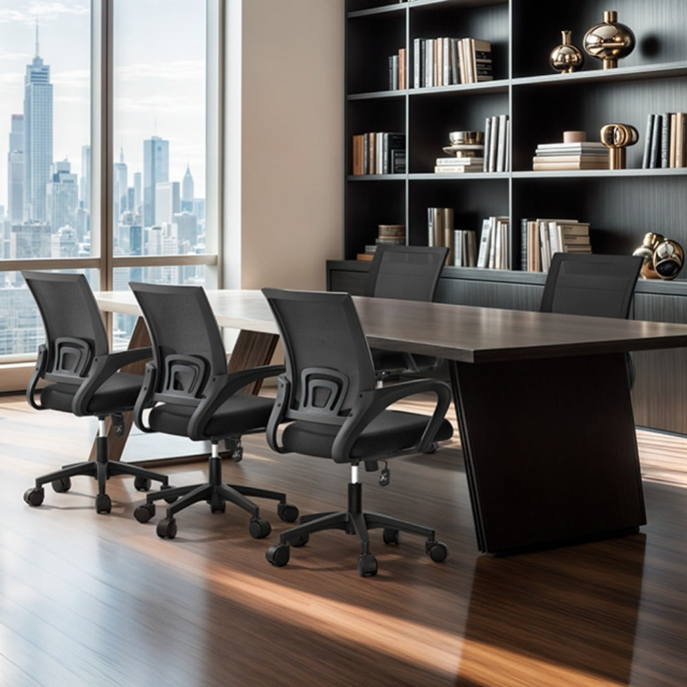 Ergonomic Office Chair Mid-Back Mesh Swivel Desk Chair with Lumbar Support Adjustable Height Sponge Seat Rolling Wheels, 300 lbs Capacity, 6 Colors, 1 or 2 Pack