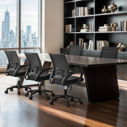 Ergonomic Office Chair Mid-Back Mesh Swivel Desk Chair with Lumbar Support Adjustable Height Sponge Seat Rolling Wheels, 300 lbs Capacity, 6 Colors, 1 or 2 Pack