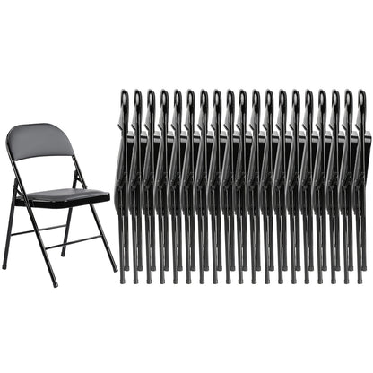 PU Leather Folding Chairs with Padded Seats & Steel Frame, Portable Stackable Chairs for Events Weddings Dining Home Office Church, 2 4 8 10 12 20 Packs Available in Khaki Black Grey