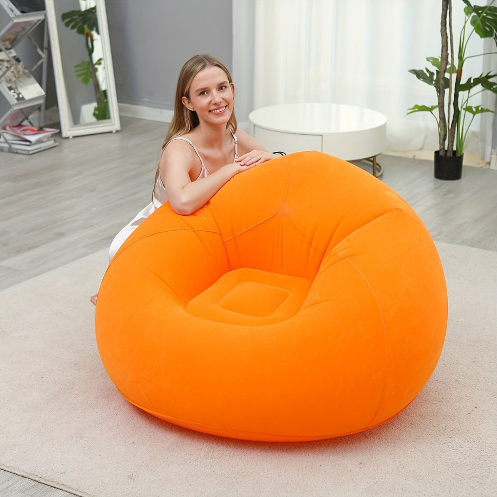 Inflatable Sofa Beanbag Chair Portable Folding Inflatable Recliner Couch for Living Room Bedroom Balcony Reading Room Lazy Lounge Chair Red Green Blue Brown