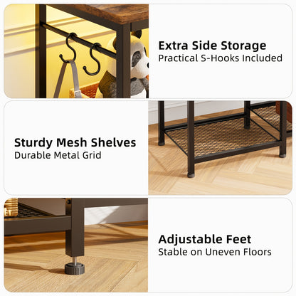 TV Stand with Charging Station, Easy TV Stand with LED Lights, Storage Cabinet with 4-Tier Open Storage Shelves, TV Stand for Tvs Up to 55In, for Living Room, Bedroom And Game Room, Easy to Assemble