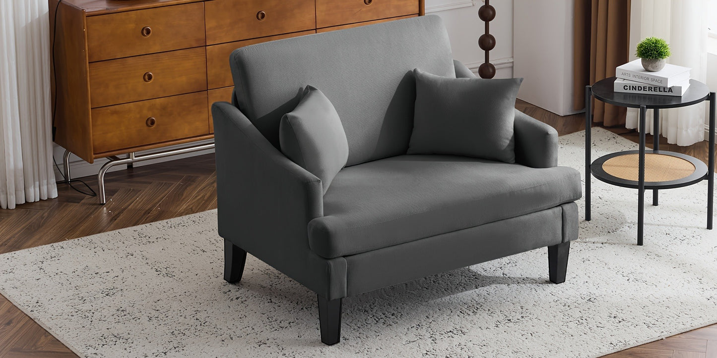 Oversized Accent Chair 33.5" Wide with 2 Pillows, Upholstered Memory Foam Armchair Big Reading Chair, Modern Single Sofa Chair for Living Room Bedroom Apartment Office