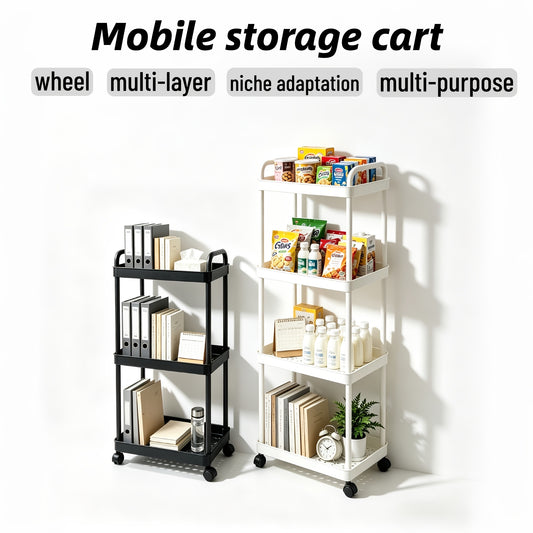 Multifunctional Trolley Rack Kitchen Bathroom Toilet Floor Multi-Layer Movable Storage Rack Practical Home Organization Modern Easy Design