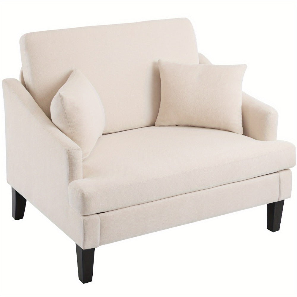 Oversized Accent Chair 33.5" Wide with 2 Pillows, Upholstered Memory Foam Armchair Big Reading Chair, Modern Single Sofa Chair for Living Room Bedroom Apartment Office