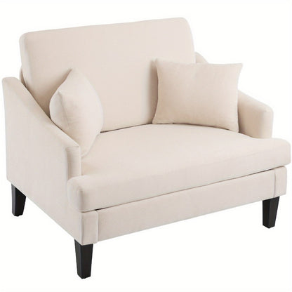 Oversized Accent Chair 33.5" Wide with 2 Pillows, Upholstered Memory Foam Armchair Big Reading Chair, Modern Single Sofa Chair for Living Room Bedroom Apartment Office