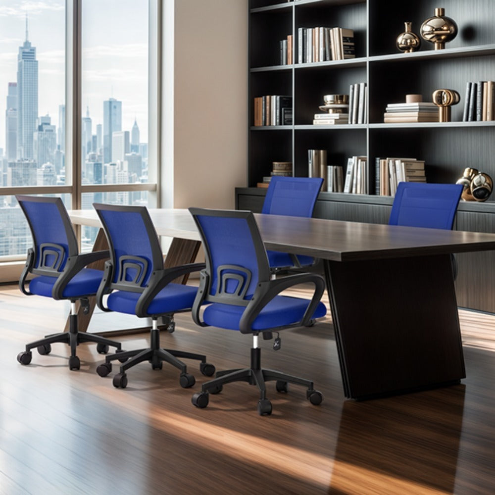 Ergonomic Office Chair Mid-Back Mesh Swivel Desk Chair with Lumbar Support Adjustable Height Sponge Seat Rolling Wheels, 300 lbs Capacity, 6 Colors, 1 or 2 Pack