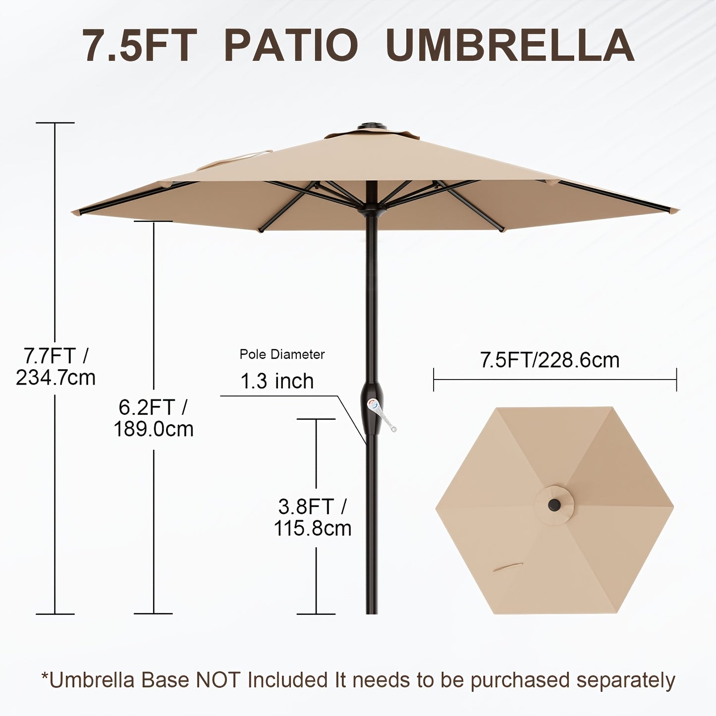 [UV Protection] 7.5' Umbrella Outdoor Patio, Pool Market Umbrella W/ 6 Fiberglass Ribs, Table Umbrella With Crank UV Protection For Porch, Deck, Yard, Garden