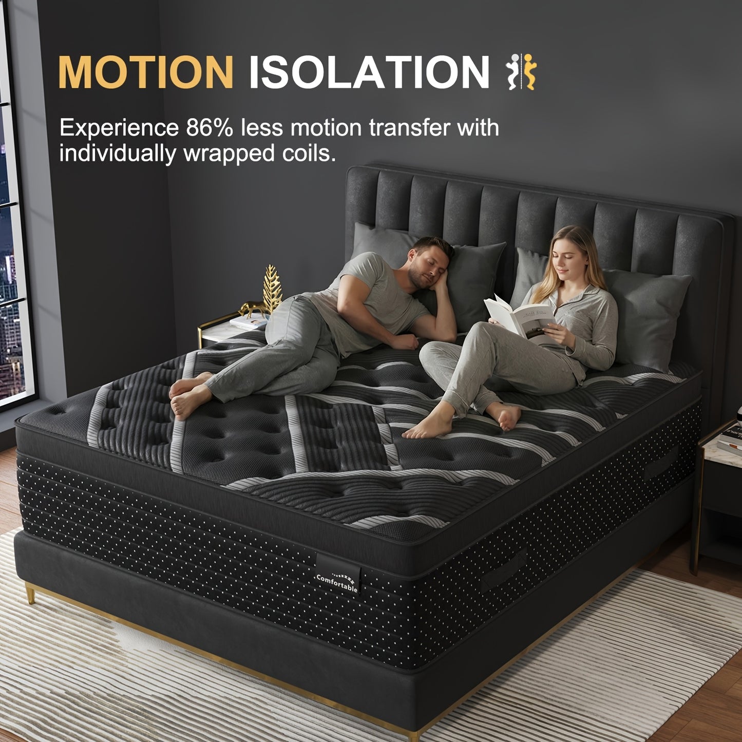 12/14 Inch Gel Memory Foam Hybrid Mattress Twin Full Queen King Sizes Mattress Bed In A Box, Euro Top Medium Firm for Back & Lumbar Support, Individual Pocket Spring Bed for Motion Isolation & Fiberglass Free