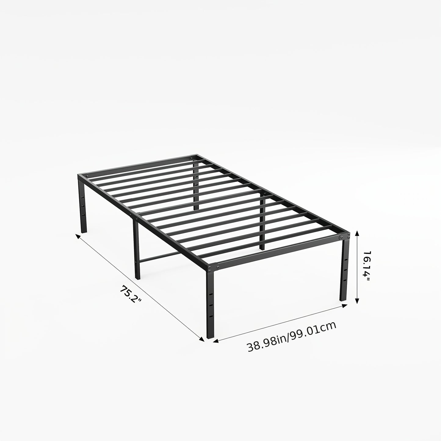 Metal Platform Bed Frame with Under Bed Storage 12 14 16 18 Inch Height Steel Slat Support No Box Spring Needed Twin Twin XL King Bedroom Furniture
