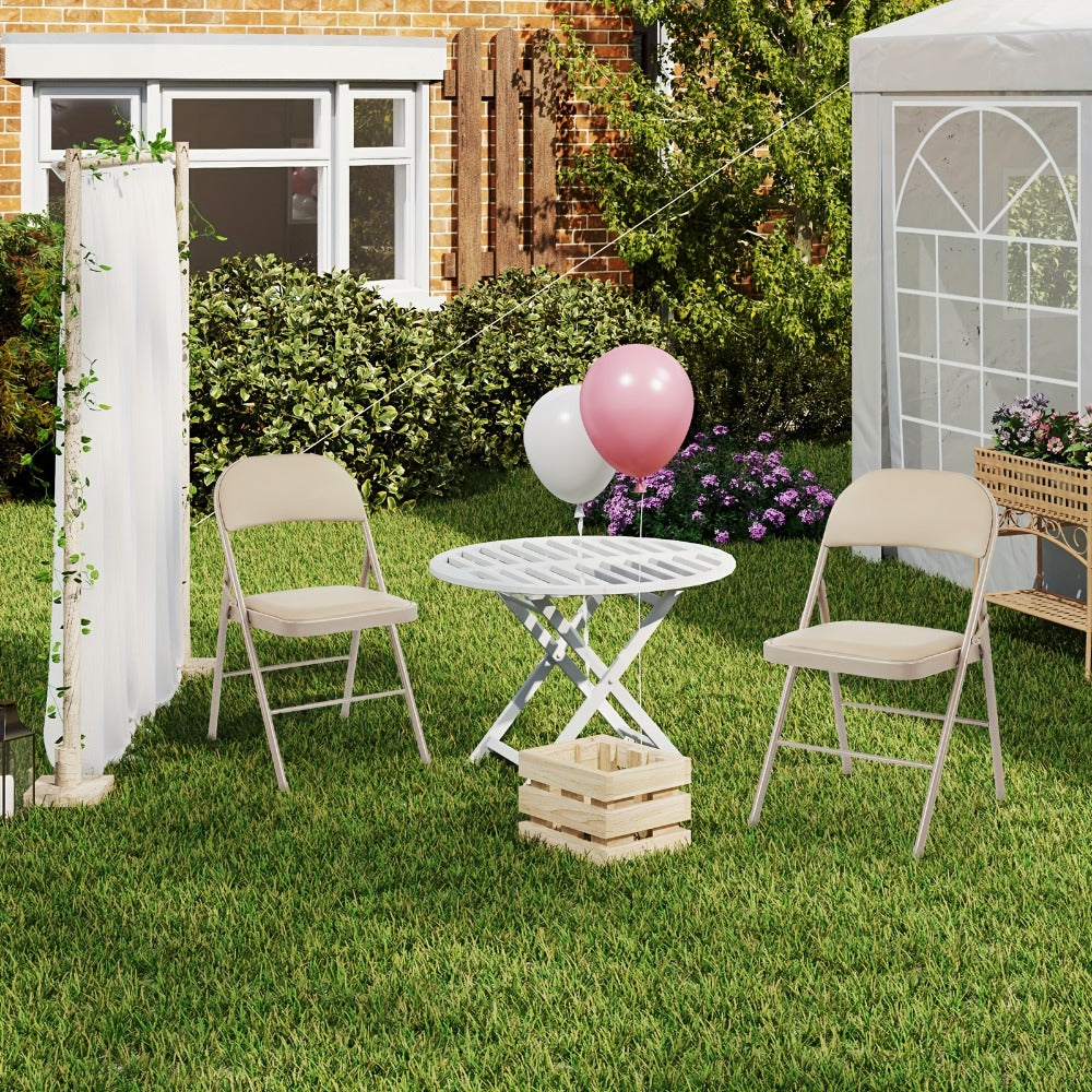 PU Leather Folding Chairs with Padded Seats & Steel Frame, Portable Stackable Chairs for Events Weddings Dining Home Office Church, 2 4 8 10 12 20 Packs Available in Khaki Black Grey