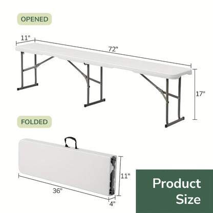 6ft Folding Plastic Bench – Collapsible Lightweight HDPE Seat for Indoor & Outdoor Use, Camping, Weddings, Picnics, Celebrations & Outdoor Gatherings, White & Coffee Brown