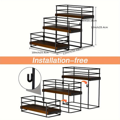 3-Tier Bottle Organizer Rack for Coffee Bar - Countertop Syrup Holder, Liquor Display Stand, No Assembly Required, Kitchen Storage Shelf
