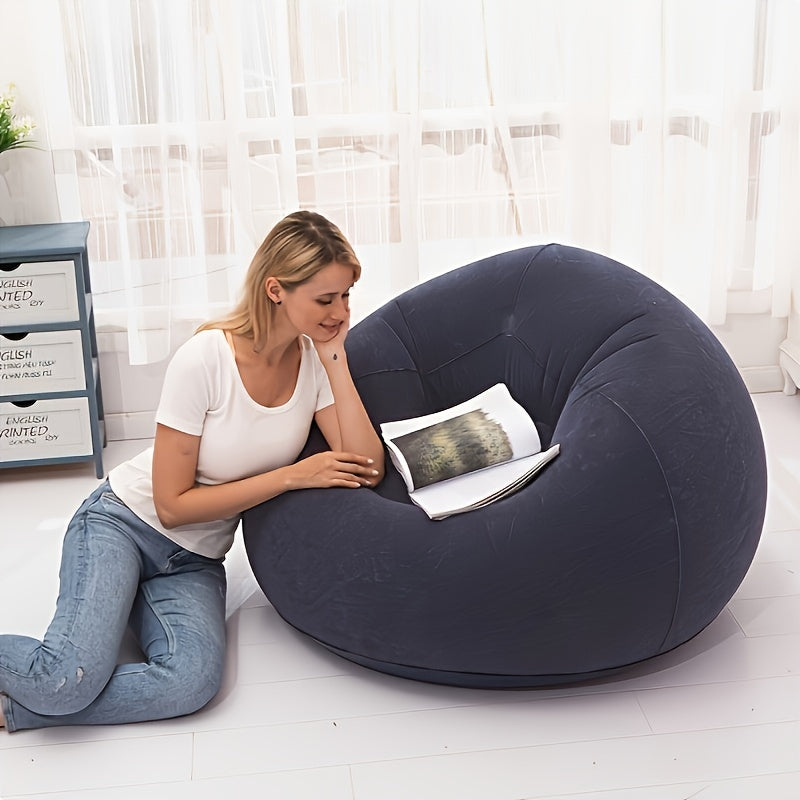 1pc Soybean Bag Chair, Inflatable Sofa Chair, Soft, Comfortable, Outdoor, Lazy Seat, Tatami Chair, Sofa Cover, Lazy Sofa, Circular Single Sofa, Living Room, Office Lunch Break, Outdoor Picnic Camping, Father's Day Gift