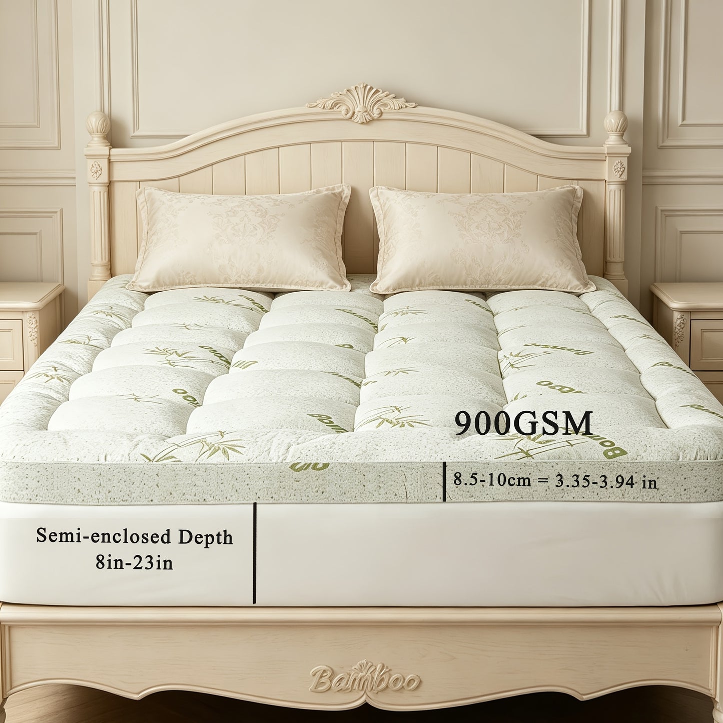[Ultra-Soft Quilted Cooling] Mattress Topper Pad, Pillow Top Mattress Topper, Ultra-Soft Quilted Cooling Mattress Protector, Suitable for 8-24 Inch Deep Mattresses, 450/900G/1200GSM Filling Options