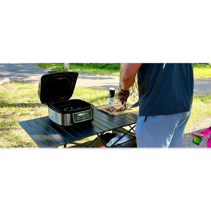 Folding Camping Table Adjustable Height – Portable Iron Picnic Backpack Table with Mesh Pocket & Carry Bag for Camping, BBQ, Beach, Backyard & Parties