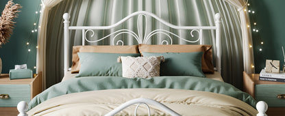 HOOMIC Platform Bed Frame, Metal Bed Frame Featuring a Butterfly Pattern on The Headboard And Footboard, No Box Spring Required, Easy to Assemble