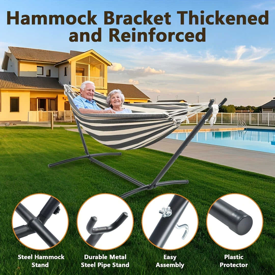 Hammock Stand Adjustable, Hanging Chair And Hammock Stand Portable Hammock Stand Heavy-Duty Anti-Slip, 440-Pound Capacity for Camping Outside Garden Outdoor Patio Backyard, Beach Holiday, Outdoor Only (Hammock Not Included)