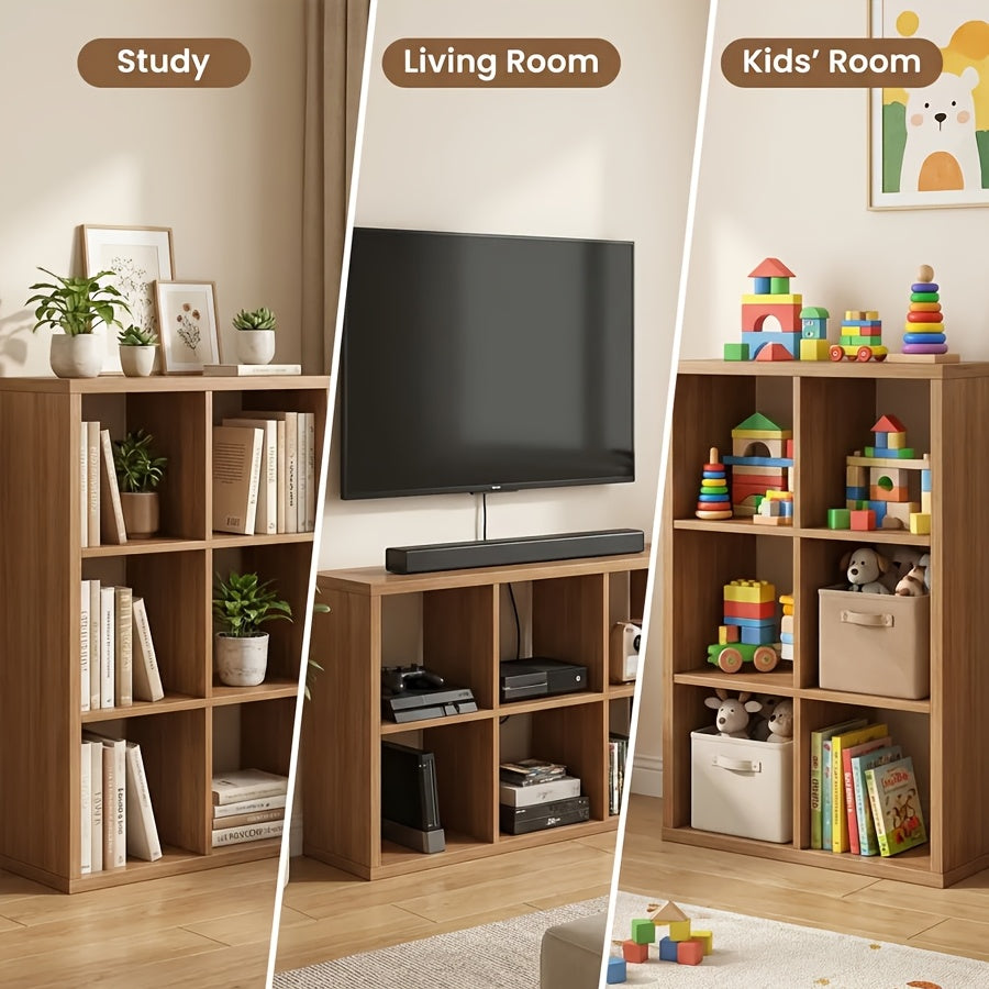 2/3/4/6/8/9 Thick Frame Bookshelf, Open Back Panel Cube Storage Cabinet, Floor-standing Bookshelf With Anti-tip Kit, Wooden Open Display Rack For Living Room, Bedroom, Study, White/chocolate Open Bookshelf, With Open Back